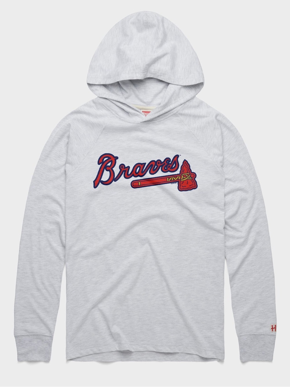 HOMAGE White Braves Hooded Long Sleeve Top with Red & Navy Logo